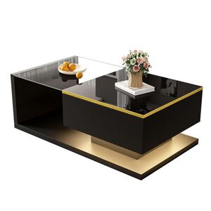 Flora Grace KONFERENČNÝ stolík 90/50 cm čierny s tvrdeným sklom a LED osvetlením vyobraziť