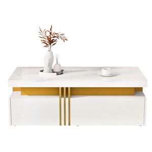 Flora Grace KONFERENČNÝ stolík 100/50/40 cm, biela lesklá plocha, 2 zásuvky vyobraziť