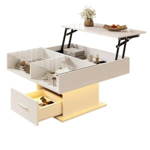 Flora Grace KONFERENČNÝ stolík s LED a úložným priestorom, biely vysoký lesk, 78/78 cm vyobraziť