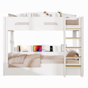 Flora Grace POSCHODOVÁ posteľ 90/200 cm z dreva a MDF, biela, s USB zásuvkou vyobraziť