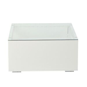 Flora Grace KONFERENČNÝ stolík 70/70/35 cm, biely MDF s tvrdeným sklom, LED a 2 zásuvkami vyobraziť