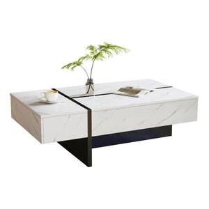Flora Grace KONFERENČNÝ stolík 105/60/35 cm biely s LED osvetlením a 3 zásuvkami vyobraziť