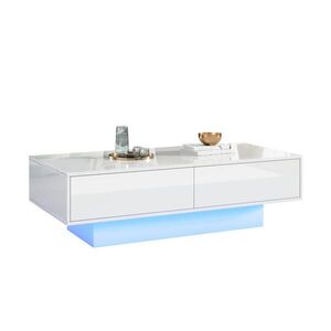 Flora Grace KONFERENČNÝ stolík 115/55/34 cm biely vysoký lesk s LED osvetlením a 2 zásuvkami vyobraziť