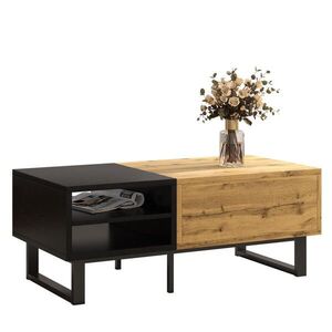 Flora Grace KONFERENČNÝ stolík 100/50/40 cm, dekor dreva/čierna, s priehradkami a zásuvkou vyobraziť