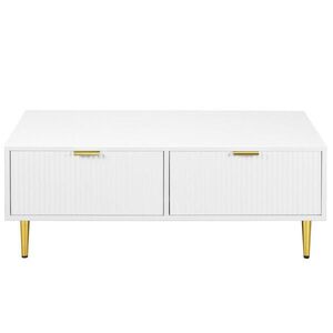 Flora Grace KONFERENČNÝ stolík 100/50/40 cm, biely/zlatý, MDF, 2 zásuvky vyobraziť