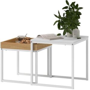 Flora Grace KONFERENČNÝ stolík 2-dielny biely, 45/40 cm, MDF a oceľ vyobraziť