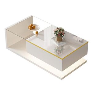 Flora Grace KONFERENČNÝ stolík 100/50 cm, biely vysoký lesk, sklo a LED osvetlenie vyobraziť