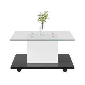 Flora Grace KONFERENČNÝ stolík 80/40 cm z tvrdeného skla, vysoký lesk, LED a kolieska vyobraziť