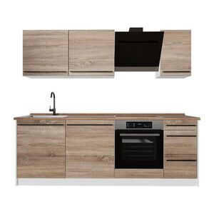 Vicco KUCHYNKA R-Line, Sonoma/biely, 220 cm Goldkraft tammi työtaso vyobraziť