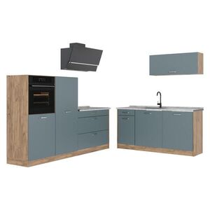 Vicco KUCHYNKA R-Line, Modrošedá/Dub Goldkraft, 220 cm Marmori työtaso vyobraziť