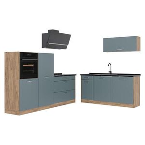 Vicco KUCHYNKA R-Line, Modrošedá/Dub Goldkraft, 220 cm antrasiitti työtaso vyobraziť