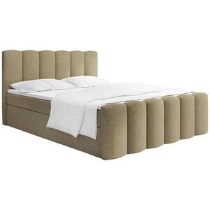WFL GROUP BOXSPRING POSTEĽ Serenity s Úložným Priestorom – Svetloolivová ženilka – 120x200 cm – Taštičkový Matrac H4 a Penový Topper vyobraziť