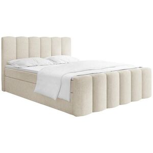 WFL GROUP BOXSPRING POSTEĽ Serenity s Úložným Priestorom – Krémová ženilka – 160x200 cm – Taštičkový Matrac H4 a Penový Topper vyobraziť