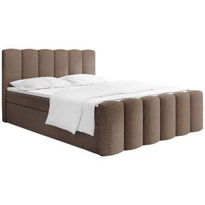 WFL GROUP BOXSPRING POSTEĽ Serenity s Úložným Priestorom – Hnedá ženilka – 140x200 cm – Taštičkový Matrac H4 a Penový Topper vyobraziť