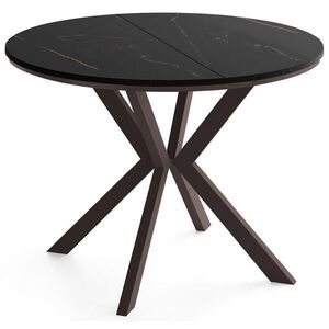 WFL GROUP OKRUHLY Rozkladaci Jedalensky Stol - Loft Styl s Kovovymi Nohami - 100 az 180 cm - Industrialny Stol - Biely Mramor - 100 cm vyobraziť