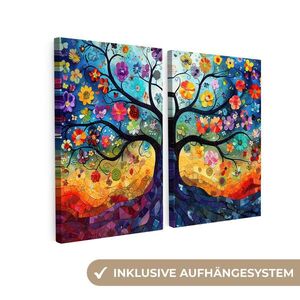 MuchoWow 2-DIELNA sada Farebné - Strom života - Kvety - Abstraktné 80x60 cm vyobraziť