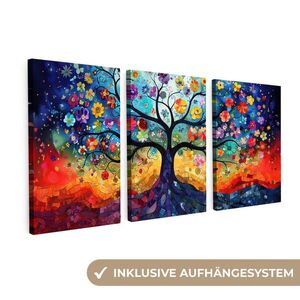 MuchoWow 3-DIELNA sada Farebné - Strom života - Kvety - Abstraktné 120x60 cm vyobraziť