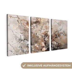 MuchoWow 3-DIELNA sada Mandľový kvet - abstraktný - béžový 120x60 cm vyobraziť