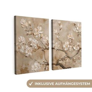 MuchoWow 2-DIELNA sada Béžová - Blossom - Modern 100x70 cm vyobraziť
