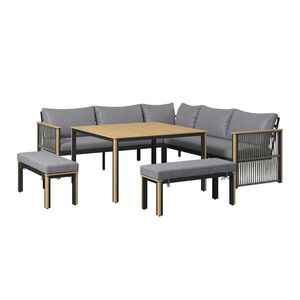 Ambia Garden JEDÁLENSKÁ TERASOVÁ SÚPRAVA 6-dielne, drevo, kov, textil vyobraziť