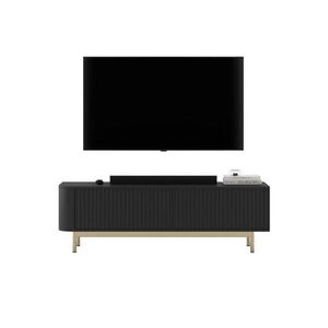 Meble Lindner TV komoda Aurora matná čierna 140 cm so zlatým kovovým rámom vyobraziť