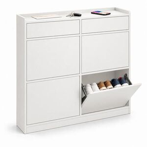 Relaxdays BOTNÍK Biely MDF 4 výklopné priehradky vyobraziť