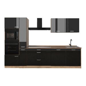 Vicco KUCHYNKA R-Line, Čierny vysoký lesk/Dub Goldkraft, 310 cm bez pracovnej dosky vyobraziť