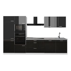 Vicco KUCHYNKA R-Line, Čierny vysoký lesk/biely, 340 cm Marmori työtaso vyobraziť