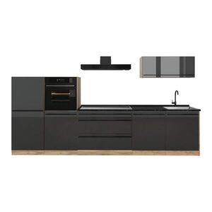 Vicco KUCHYNKA R-Line, Antracit vysoký lesk/Dub Goldkraft, 340 cm antrasiitti työtaso vyobraziť