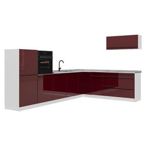 Vicco ROHOVÁ KUCHYŇA R-Line, Červený vysoký lesk/biely, 327 x cm Marmori työtaso vyobraziť