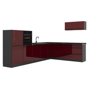 Vicco ROHOVÁ KUCHYŇA R-Line, Červený vysoký lesk/antracitová, 327 x cm bez pracovnej dosky vyobraziť
