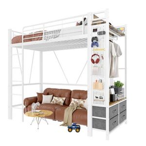 Modenvie VYVÝŠENÁ posteľ 90/200 cm z kovu a MDF, biela, s LED osvetlením a úložným priestorom vyobraziť