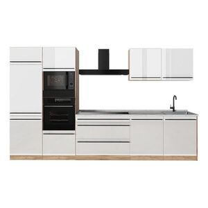 Vicco KUCHYNKA R-Line, Biely vysoký lesk/Dub Goldkraft, 340 cm Marmori työtaso vyobraziť