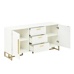 OKWISH KOMODA biela s 2 dvierkami a 3 zásuvkami s chevronovým vzorom z MDF vyobraziť