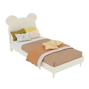 OKWISH DETSKÁ posteľ 90/200 cm béžová s úložným priestorom z látky a kovu vyobraziť