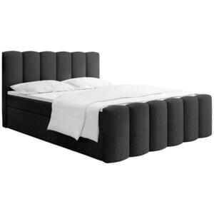 WFL GROUP BOXSPRING POSTEĽ Serenity s Úložným Priestorom – Čierna Bouclé – 120x200 cm – Taštičkový Matrac H4 a Penový Topper vyobraziť