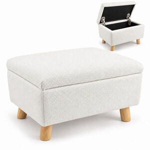 Relaxdays PODNOŽKA Biela s úložným priestorom drevené nohy 40 cm vyobraziť