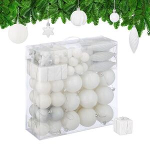 Relaxdays GUĽKY Biela vianočné 110-dielny-set plast vyobraziť