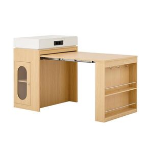 Modenvie KUCHYNSKÝ ostrovček z MDF a skla, 83/46-146, 5/96 cm, prírodný/biely, výsuvný vyobraziť