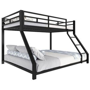 Modenvie POSCHODOVÁ posteľ z kovu, 90/200 a 140/200 cm, čierna, so schodíkmi a zábranou vyobraziť