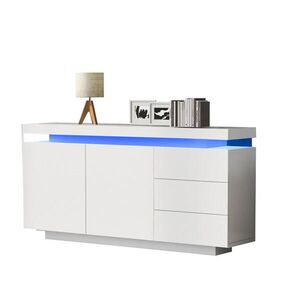 Modenvie ŠIROKÁ komoda 140/35/72, 5 cm z drevotriesky biela vo vysokom lesku s RGB LED vyobraziť