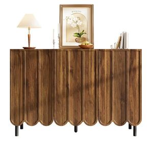 Modenvie ŠIROKÁ komoda 120/35/80 cm z MDF v orechovej farbe s vlnitými dvierkami vyobraziť