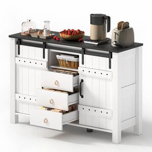 Modenvie ŠIROKÁ komoda 120/40/80 cm z MDF biela, s posuvnými dvierkami a 3 zásuvkami vyobraziť