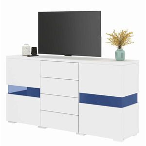 Modenvie ŠIROKÁ komoda z MDF, 140/35/72 cm biela, s LED osvetlením a 4 zásuvkami vyobraziť