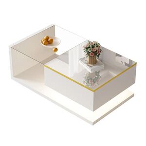 Flora Grace KONFERENČNÝ stolík 90/50 cm biely s LED osvetlením a sklom vyobraziť