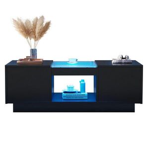 Flora Grace KONFERENČNÝ stolík s LED osvetlením, sklom a zásuvkami, čierny, 100/50 cm vyobraziť