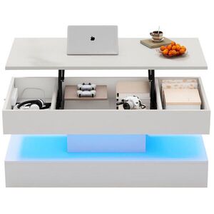 Flora Grace KONFERENČNÝ stolík 100/50/42 cm biely s LED a úložným priestorom vyobraziť