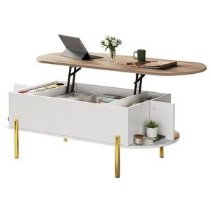 Flora Grace KONFERENČNÝ stolík 120/50 cm s výškově nastaviteľnou doskou, MDF, biely/drevo vyobraziť