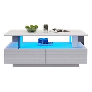 Flora Grace KONFERENČNÝ stolík LED 100/50/42 cm biely s úložným priestorom vyobraziť
