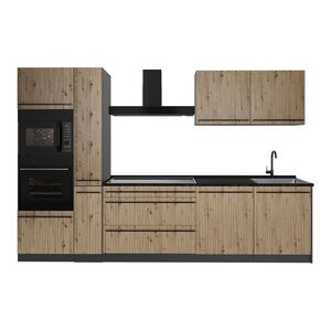 Vicco KUCHYNKA R-Line, Remeselný dub/antracitová, 310 cm antrasiitti työtaso vyobraziť